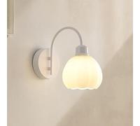 ISCBAFYX Wall Lamps Sconces Decoration White Frosted Glass Wall Sconce Bathroom Vanity Wall Lamp above Mirror Milky White Mid-Century Wall Lamp for Bedside Girls Bathroom Living Room Hallway/B/2 Li-1