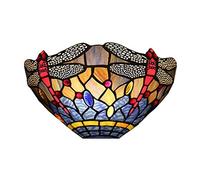 ISCBAFYX Wall Lamps Sconces Decorative Wall Light, Retro Craft Stained Glass Applique, Interior Lighting Wall lamp, Bedroom Bedside lamp-E(F)