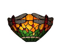 ISCBAFYX Wall Lamps Sconces Decorative Wall Light, Retro Craft Stained Glass Applique, Interior Lighting Wall lamp, Bedroom Bedside lamp-E(B)
