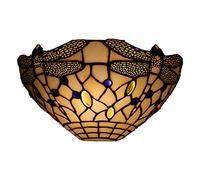 ISCBAFYX Wall Lamps Sconces Decorative Wall Light, Retro Craft Stained Glass Applique, Interior Lighting Wall lamp, Bedroom Bedside lamp-E(E)