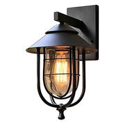 ISCBAFYX Wall Lamps Sconces Outdoor Wall Lantern Patio Light Fixture Exterior Retro Beautiful Outdoor Waterproof Wall Lamp, Glass Hampshade Metal Lamp Body, Balcony Terrace Aisle Lighting Decoration