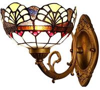 ISCBAFYX Wall Lamps Sconces Wall Lamp, Bedroom Sconces Stained Glass Corridor Light Sector Pattern Mirror Front Lamp E27 Gallery Wall Lights Passage 10"