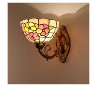 ISCBAFYX Wall Lamps Sconces Wall Lamp Creative Wall Lamp Stained Glass Wall Lamp, Traditional Retro Base Room Restaurant(B)