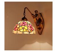 ISCBAFYX Wall Lamps Sconces Wall Lamp Creative Wall Lamp Stained Glass Wall Lamp, Traditional Retro Base Room Restaurant(Grey Wolf)