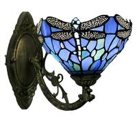 ISCBAFYX Wall Lamps Sconces Wall Sconce Dragonfly Wall Lamp Retro Pink Colored Glass Wall Lighting Mirror Corridor