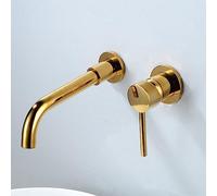 ISCBAFYX Wall Mounted Bathroom Faucet,Wall Mount Faucet Brass Basin Faucet,Single Handle Bathroom Sink Faucet,Basin Faucets 360 Degree Swivel Spout,Hot Cold Water Control,Gold (Color : Gold)