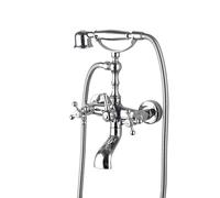 ISCBAFYX Wall Mounted Tap Bath Shower Chrome Traditional Bath Mixer Lever Taps Cross Handle 360 Degree Rotation Victorian Taps