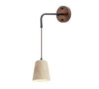 ISCBAFYX Walnut Wall Sconce with Natural Stone, E27 Wall Lamp Fixture, Nordic Hanging Wall Light for Bedroom, Living Room, Bedside & Corridor Wall Lighting