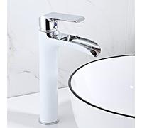 ISCBAFYX Waterfall Taps for Bathroom Sink, Hot and Cold Water Bathroom Sink Taps, Single Handle Bathroom Taps Mixer Faucet High Gold(Chrome) (Silver)
