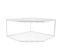 ISCBAFYX White Double-Layer Metal Corner Pot Rack - 12cm High Freestanding Kitchen Shelf for Pans & Plates Space-Saving Storage Solution for Small Kitchens & Cupboards