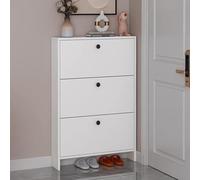 ISCBAFYX Wooden Shoe Cabinet with Spacious Countertop and Pull Down Shoe Rack 3 Drawer Freestanding Footwear nizer for Living Room or Apartment Stylish 12cm Skirting