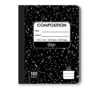 iScholar Composition Book, 150 Sheets, Wide Ruled, 9.75 x 7.5-Inches, Black Marble Cover (10150)
