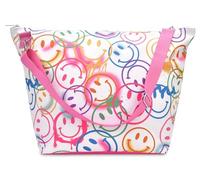 iscream Girls' Weekender Travel Tote Bag with Adjustable Strap and Interior Zipper Pocket - Bright Rainbow Collection, Smiles Everywhere, 23.5" x 16", Casual