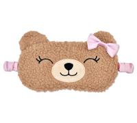 iscream Soft Comfort Satin-Lined Plush Girls Sleep Mask, Pretty Bear | Silky Feel on Skin, Cute Teddy Bear Shape, Pink Satin Bow, Elastic Band for Easy On/Off, Fits Most Children Ages 6 to 16