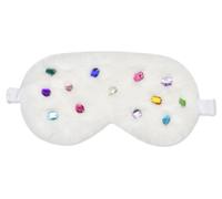 iscream Soft Comfort Satin-Lined Plush Girls Sleep Mask, Rainbow Gems | Silky Feel on Skin, Snow White Faux Fur, Faceted Faux Gems, Elastic Band for Easy On/Off, Fits Most Children Ages 6 to 16