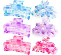 ISCRM Flower Hair Claw Clips for Women Girls,Cute Big Claw Clips for Thick/Thin Hair Claws,Plumeria Hibiscus Hawaiian Flower Hair Clips for Hair,Summer Beach Hair Accessories Gifts (vivid)