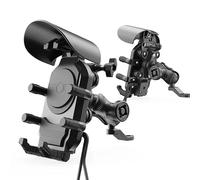 Isctxh Navigation Bracket Fast Charger Stand 15W Wireless Charging Shockproof Smartphone Handlebar Mount Anti-Theft Bike Cellphone Support Waterproof(Wireless Charger M)