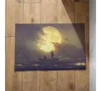 Isdreem Dirt Trapper Door Mats Kitchen for Floor Washable Moon Vulgar Outside Extra Large Living Room Indoor Non Slip Anti-Slip Lightweight Plush Cotton Decorative, 50x80cm