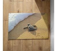 Isdreem Door Mat Quotes Queen Sea Turtle Thin Bathroom Mats That Fit Under Size Anti-Slip Lightweight Plush Cotton Decorative, 40x60cm