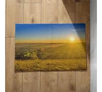 Isdreem Funny Outdoor Mats Queen Size Sunset Field Back Bathroom Absorbent Anti-Slip Lightweight Plush Cotton Decorative, 50x80cm