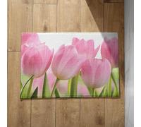 Isdreem Queen Door Mats Extra Large Non Slip Bathroom Flowers Unique Welcome for Front Long Floor Anti-Slip Lightweight Plush Cotton Decorative, 50x80cm