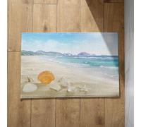 Isdreem Thin Bath Mats for Bathroom Under Door Hallway Foot Beach Shell Starfish Unusual Doormats Shower Inside Anti-Slip Lightweight Plush Cotton Decorative, 40x60cm