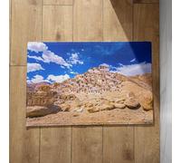 Isdreem Welcome Mats for Front Door Very Large Bathroom Floor Desert City Inside Office Anti-Slip Lightweight Plush Cotton Decorative, 50x80cm