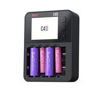 ISDT C4 EVO 6-slot smart household charger with charge, discharge, analysis and activation. For Li-ion, Ni-H, Ni-Zn, Li-Fe, Li-H rechargeable batteries, LED Display Screen.