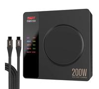 ISDT Power 200 Series USB C Charger, 200W Desktop Charger with 4 USB & 1 Wireless Charging Ports, Compatible with iPhone, Tablet, iWatch