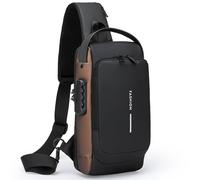 ISDULA Sling Bag for Men Anti-Theft USB Crossbody Bags Waterproof Chest Daypack Waterproof Shoulder Backpack, Brown, 12.2" x 6.7" x 2.8", Anti-theft Usb Sling Bag