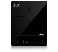 IsEasy Single Induction Cooker 2100W Portable Induction Hob with Slim Black Crystal Panel Body, 9 Power Levels, Max & Min Function, 8-hours Timer, Safety Lock