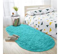 ISEAU Fluffy Oval Rug Carpets, Modern Plush Shaggy Area Rug for Kids Bedroom Extra Comfy Cute Nursery Rug Bedside Rug for Boys Girls Room Home Decor Mats, 2.6 x 5.3ft, Blue