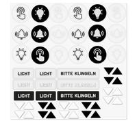 iSecur Pack of 50 Stickers Notes Video Audio Bell Light Switch Up Down I Motifs in White and Black on Transparent Film I Symbols I Film Self-Adhesive I hin841