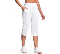 ISEEGZ 18" Dressy Capri Pants for Women High Waist Stretch Womens Golf Capris Pants for Summer with Pockets Work Casual, White, XXXL