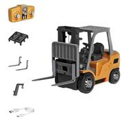 ISEEKLIKE Microcrew Mini Rc Construction Series Remote Control Digger, Remote Control Forklift Truck Toy - 1:64 Scale Rc Forklift, with Lights & Sounds for Adults Kids Boys and Girls(Forklift)