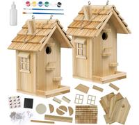 ISENLAND 2 Pack DIY Birdhouse Kit, Wooden Bird House for Adults to Build, DIY Bird House for Outside, Outdoor Woodworking Adult Crafts, Hanging Birdhouse for Garden, Yard…