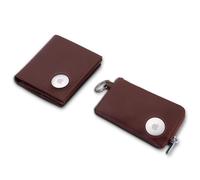 ISENTIALS AirTag* Leather Wallet for Men Slim & Smart Wallet with RFID Protection, Coin Compartment & Shopping Trolley Token, Ideal for Men & Women with Apple Tracker Holder, Set Brown + Key Case,