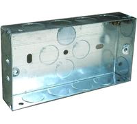 iSeventy9 25mm 2 Gang Double Galvanized Steel Metal Back Box Flush Wall Pattress Box