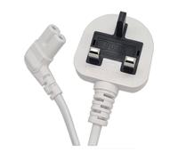 iSeventy9 5 Metres Figure 8 Power Lead - Right-Angle IEC-C7 to 3-Pin UK Plug Power Cable Compatible For Smart LED TV, Monitors, Projectors, Xbox Series S/X - White