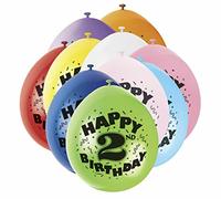 iSeventy9 Pack of 10, 12" Latex Assorted Happy 2nd Birthday Balloons, Multicolor Balloons For Birthday Party Decorations