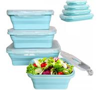 iSeventy9 Versatile Collapsible Silicone Food Storage Set Great for Camping & Picnics, collapsible silicone food storage containers with airtight lids (Blue)