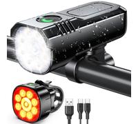ISEYOU Bike Lights Front and Back, Super Bright Bicycle Lights USB Rechargeable, 8+7 Lighting Modes, Fast Charging, IP65 Waterproof Bike Light Set for Night Riding/Camping/Mountain