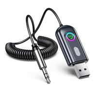 ISEYOU Bluetooth Car Adapter, Bluetooth Receiver 5.3 with 3.5mm Jack, Aux Bluetooth Adapter for Car, [Plug and Play] USB Hi-Fi Music Audio Adaptor Supports Hands-Free Calls and Home Stereo/Speakers