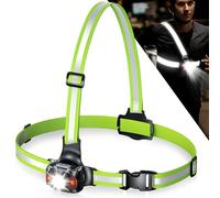 ISEYOU Running Lights for Runners, 500 Lumens 45° Adjustable Running Light with 360° Reflective Straps, IPX4 Waterproof Rechargeable Chest Running Light Vest for Night Running Hiking, 4-16h Use Time