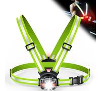 ISEYOU Running Lights for Runners, 500 Lumens Running Chest Light with Adjustable Beam, USB Rechargeable Waterproof Front Lamp, Rear Safety Taillight & Dual-Strap for Jogging, Hiking, Outdoor Sports