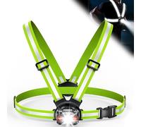 ISEYOU Running Lights for Runners, 500 Lumens Running Chest Light with Adjustable Beam, USB Rechargeable Waterproof Front Lamp, 360° Reflective Band & Dual-Strap for Jogging, Hiking, Father's Day
