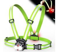 ISEYOU Running Lights for Runners, 800LM Chest Running Light with Rear Safety Taillight, 6 Modes, IPX5 Waterproof & 360° Reflective, 45° Adjustable USB Rechargeable Running Torch for Father's Day