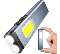 ISEYOU Torch Rechargeable, 800 Lumens LED Super Bright Mini Flashlight with Buzzer Alarm, Magnetic & Clip, 7 Modes, Dual Light Sources EDC Pocket Torch for Emergency, Camping, Hiking, Father's Day
