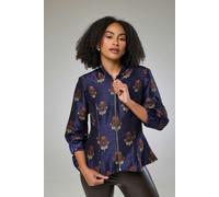Isha's Timeless collection Auburn Embroidered Raw Silk Fitted Jacket Blouse - M