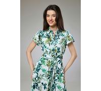 Isha's Timeless collection Flourish Green Flora Short Sleeve Shirt Dress - L